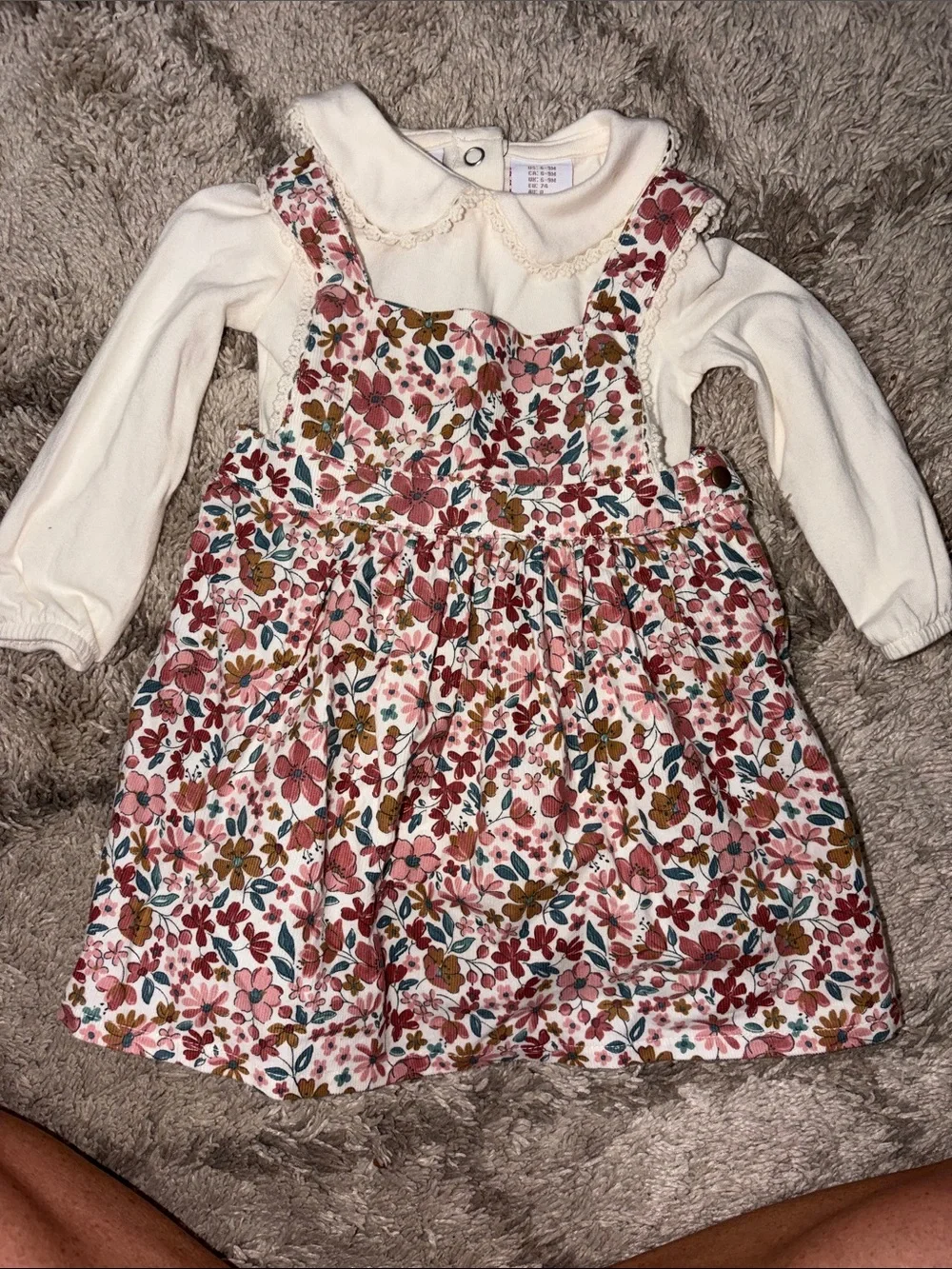 Baby Girls Corduroy Dress with Cream Top